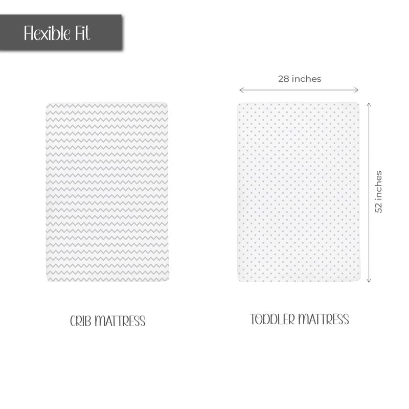 Ely's & Co. Ely’s & Co. Crib Sheets, Baby Boy/Girl Fitted Crib Mattress Sheet Set, 2 Pack, 100% Jersey Knit Cotton, Infant and Toddler Nursery Bedding, Grey Chevron and Polka Dot Print, 28” x 52” - Image 2